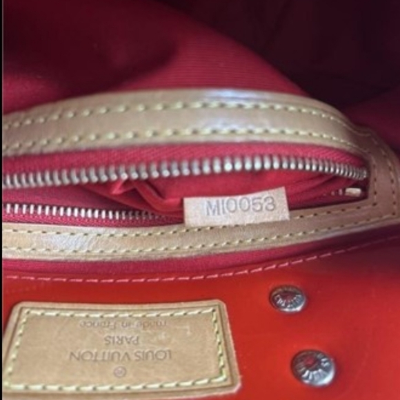 Louis Vuitton Red Vernis Monogram Bag W/Vachetta Handles In EUC - Picture 13 of 16